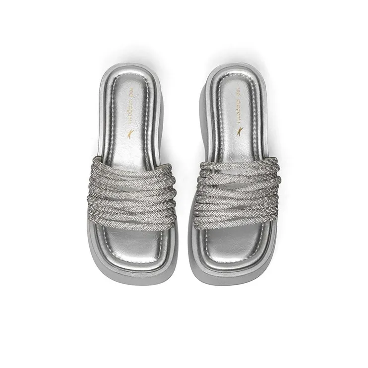 RED DRAGONFLY PU Polyurethane Rhinestone Slip Resistant Abrasion Resistant Slide Slippers Women's-8