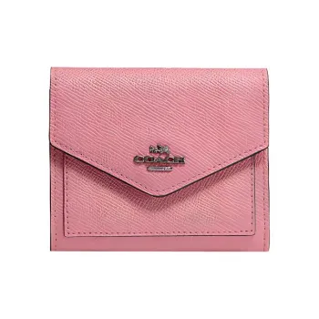 COACH Cross Grain Leather Card Holder, Coin Purse, Wallet Trumpets Women's Pure Pink