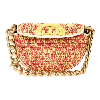 TORY BURCH Fleming Straw Woven Crescent Bag, Handbag, Shoulder Bag Women's Multicolor