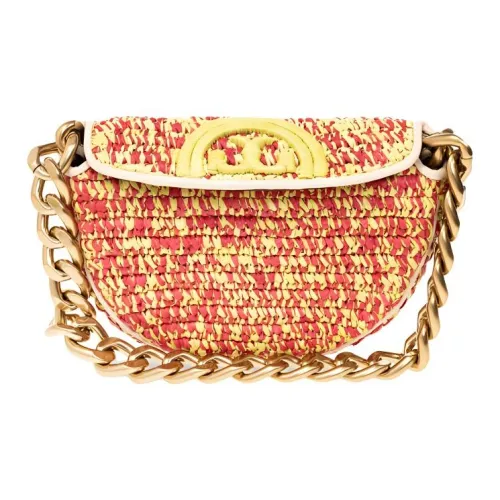 TORY BSA53305942 Fleming Straw Woven Crescent Bag, Handbag, Shoulder Bag Women's Multicolor