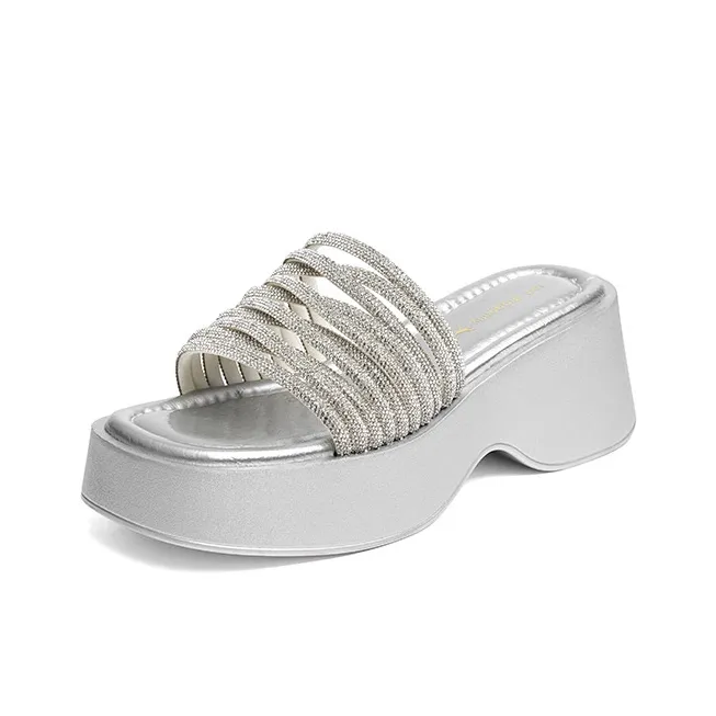 RED DRAGONFLY PU Polyurethane Rhinestone Slip Resistant Abrasion Resistant Slide Slippers Women's-7