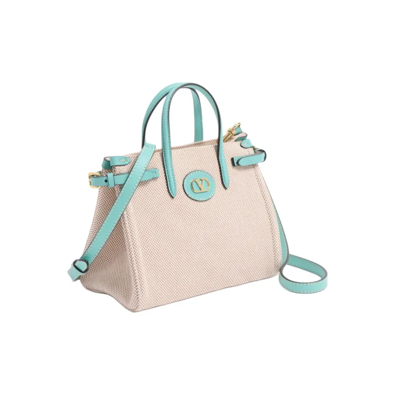Valentino Canvas Bag Tote Bag Shopping Bag Shoulder Bag Crossbody Bag Handbag Small Size Women's Ice Green-1