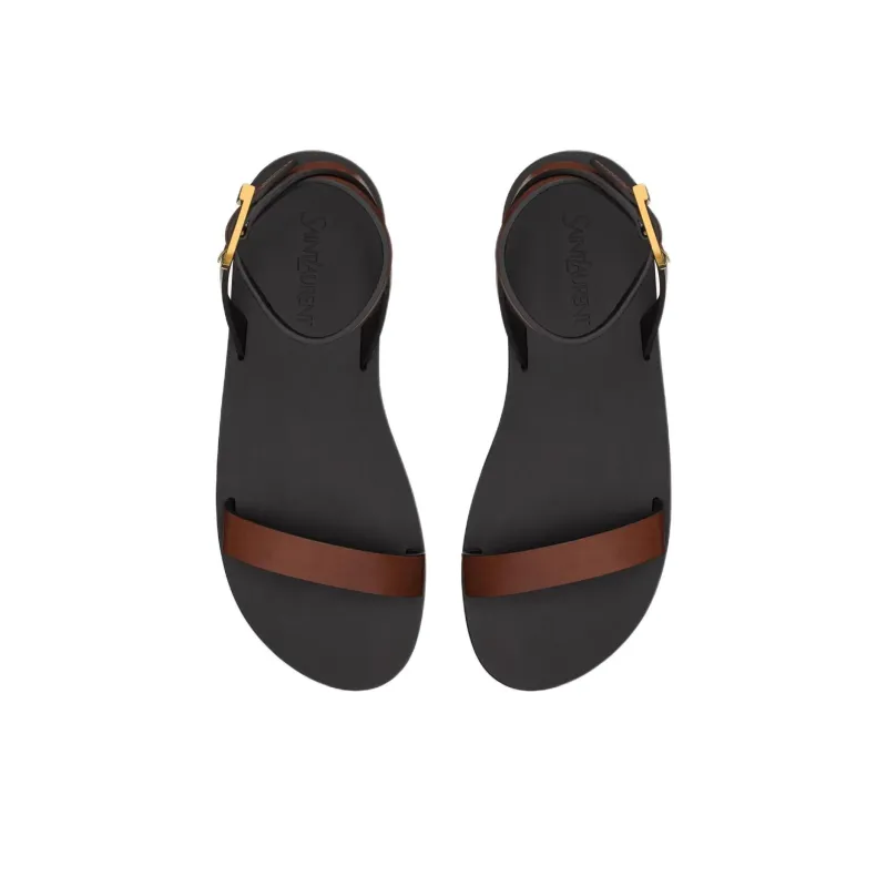 SAINT LAURENT Sahara Strap Sandals Women's Brown-2