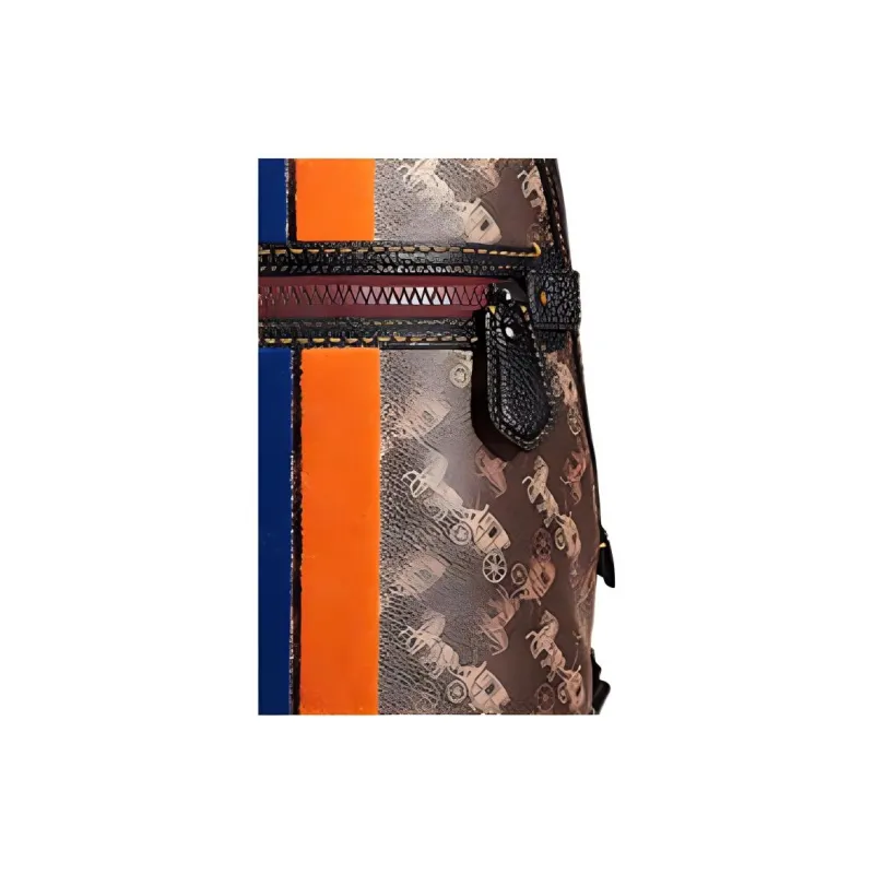 COACH Barrow Printed Coated Canvas With Polished Pebbled Leather Backpack Medium Size Women's Brown Black-3