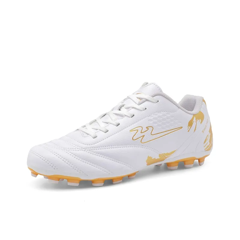 Binary FG Firm Ground Cushioning Abrasion Resistant Lightweight Slip Resistant Soccer Shoes Unisex White-1
