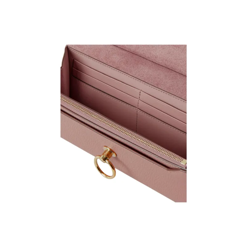 Mulberry Cow Leather Clutch Bag Over The Shoulder Small Size Women's Rose Pink-4