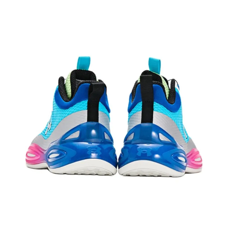 Under Armour Slip Resistant Anti Kick Low Top Children's Basketball Shoes Blue Teenagers-2