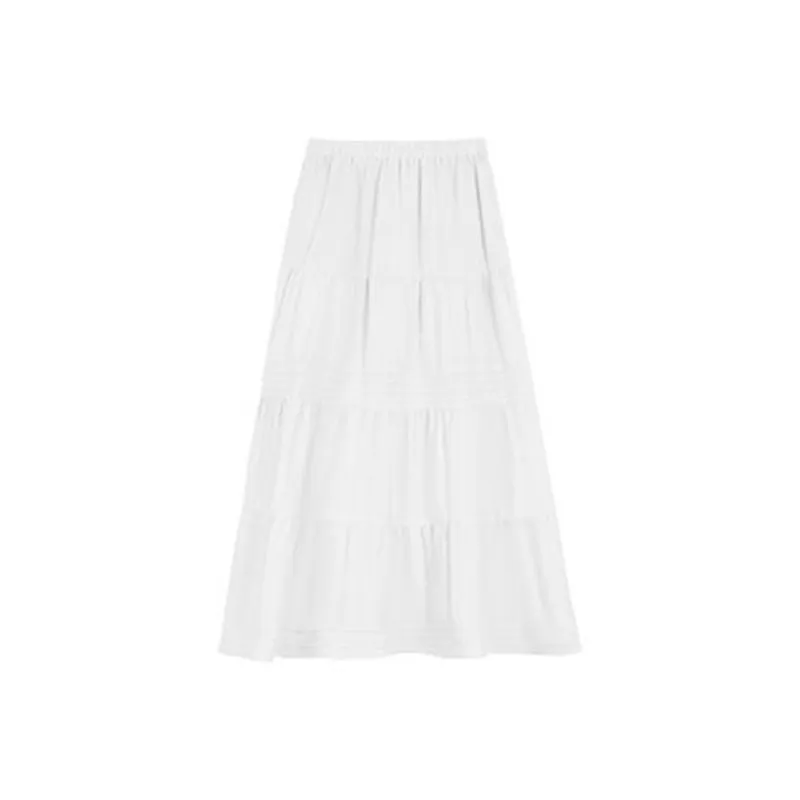 ETSE Casual Long Skirts Women's White-1