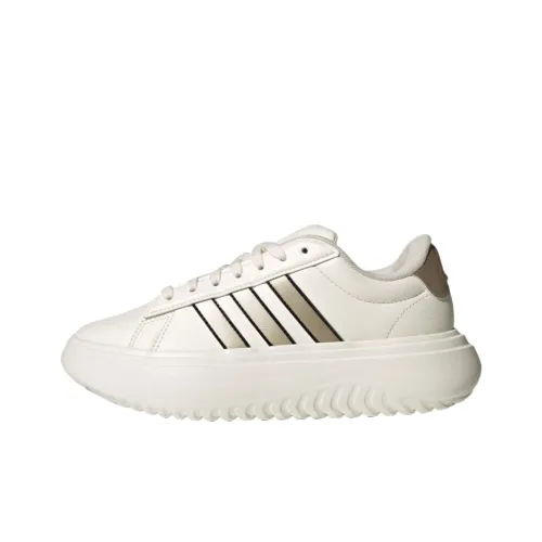 Adidas GRAND COURT PLATFORM Anti Slip Wear Resistant Low Top Tennis Shoes Women's Pink White