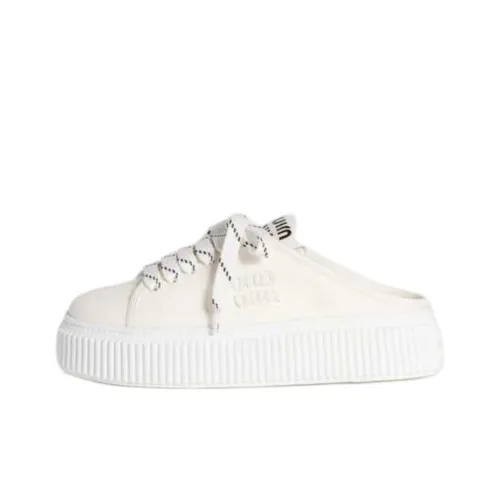 MIU MIU Closed Toe Slippers Women's Ivory White