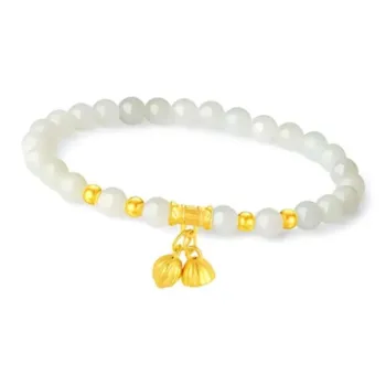 Old Qingyun Silver Building Hetian Jade Bracelets Pale Greenish White Jade Women's