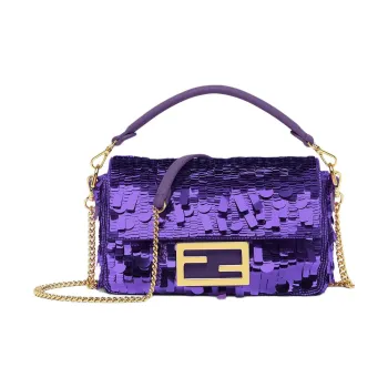 FENDI Baguette Sequins One Shoulder Handbags Mini Women's Purple