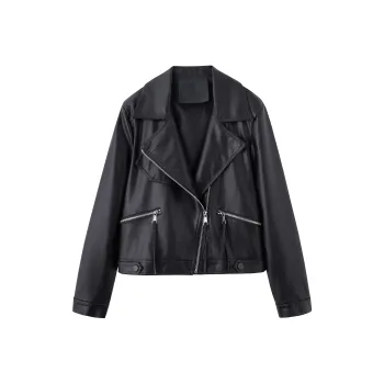 Yi Mengyuan Leather Jacket Women's Black
