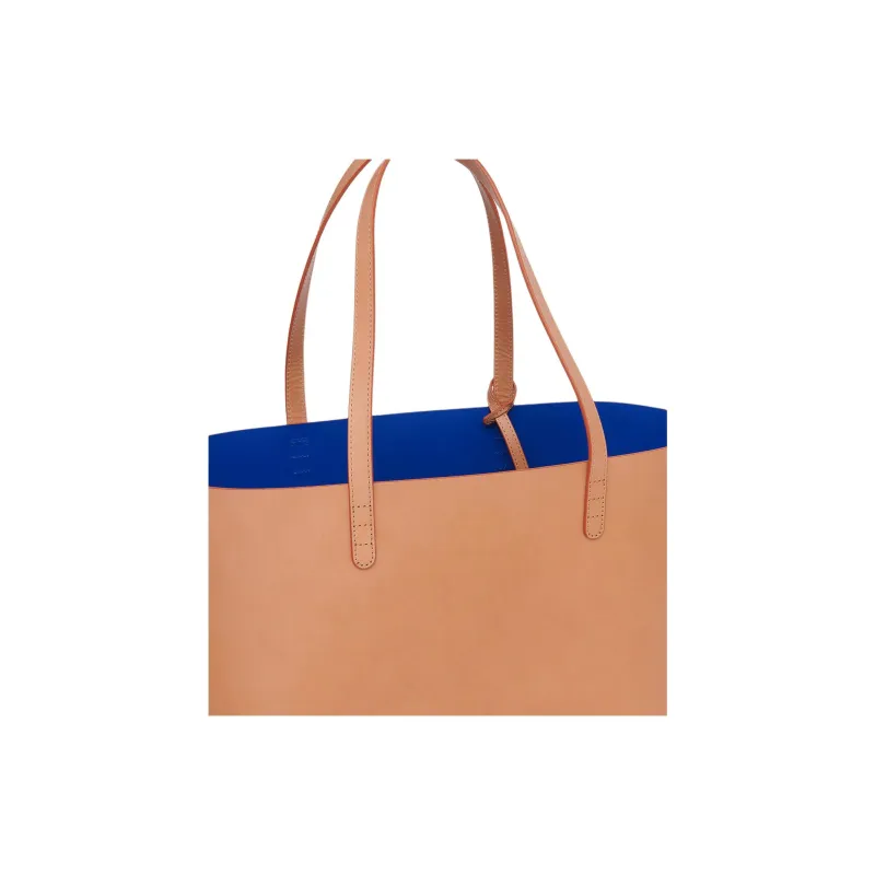 MANSUR GAVRIEL Plant Tanned Leather Tote Bag Shopping Bag Handbag Large Size Women's Blue With Light Brown Accents-2