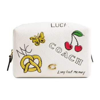 COACH Essential Leather Makeup Bag Trumpets Women's Chalk & Multicolor