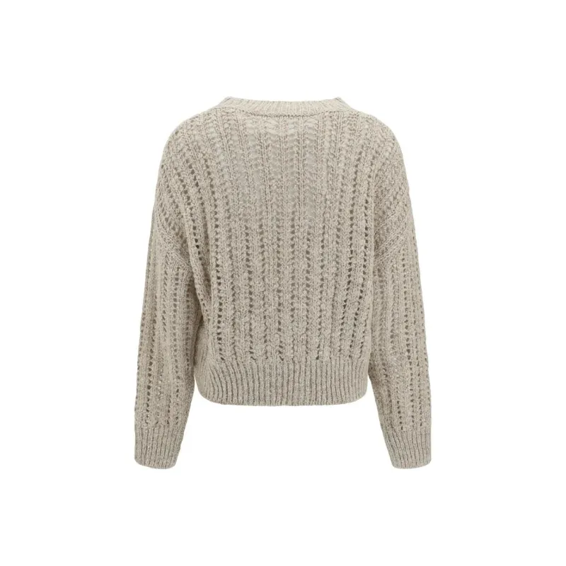 Brunello Cucinelli V Neck Drop Shoulder Jumper-1