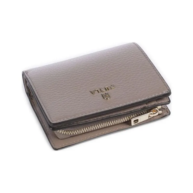 Furla Grain Leather Wallet Trumpets Women's Taupe-2