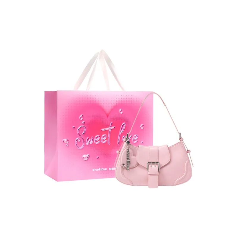 ONE TIME Synthetic Leather Shoulder Bag Women's Black-7