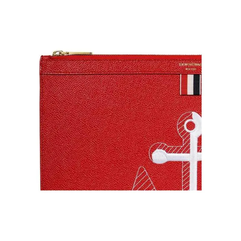 THOM BROWNE· Calfskin Briefcase Clutch Medium Size Men's Red-4