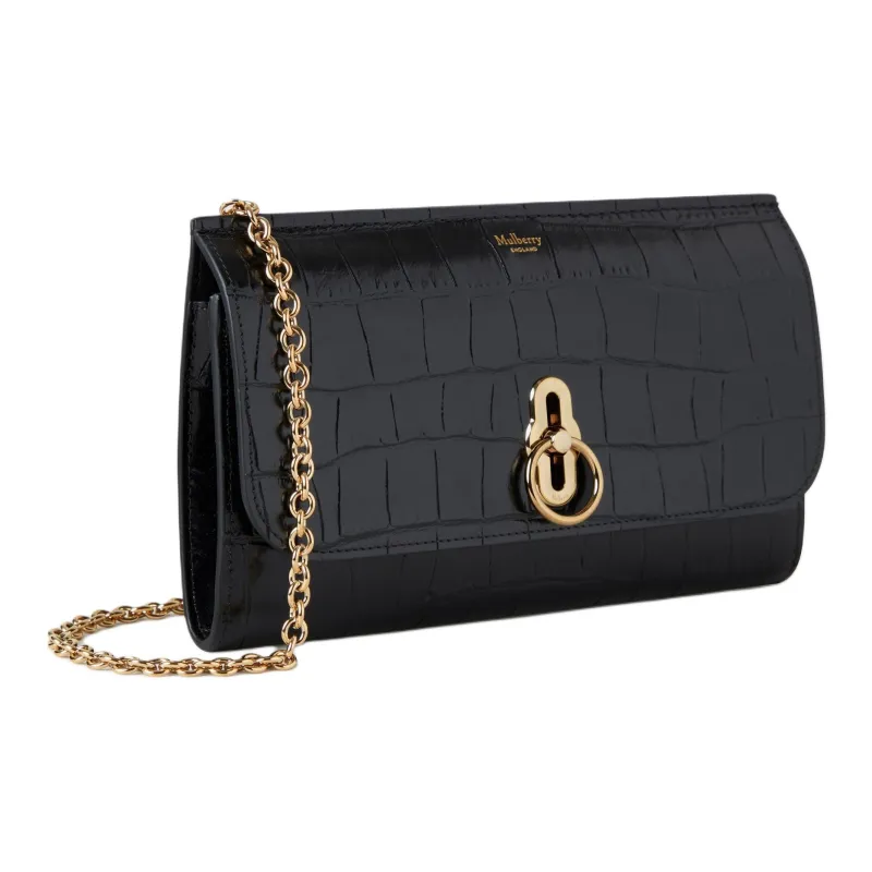 Mulberry Calfskin One Shoulder Clutch Women's Black-1