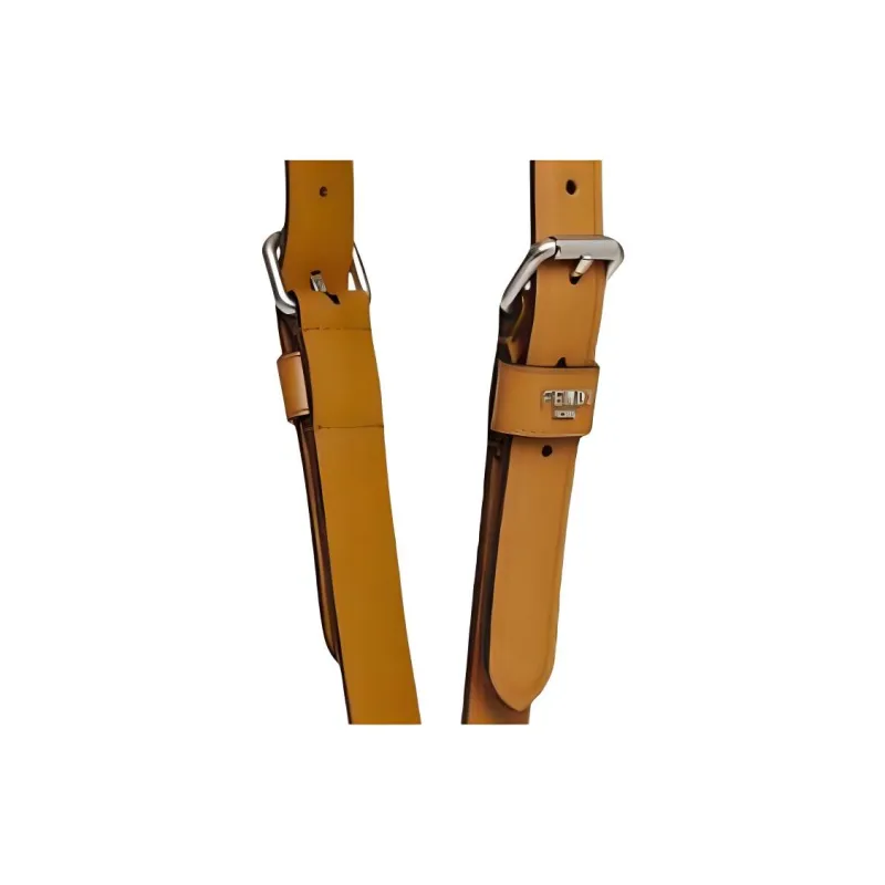 FENDI Calfskin Bag Shoulder Strap Women's Brown-3