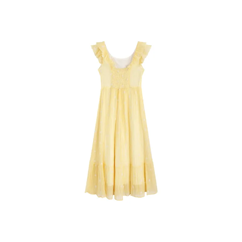 Garbege Short Sleeved Dresses Women's Yellow-1
