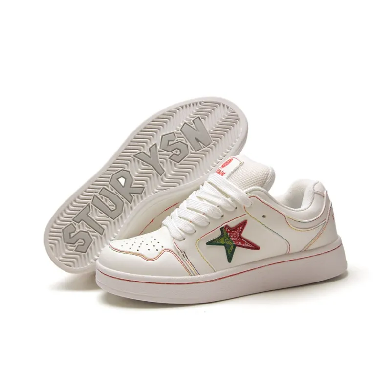 STUR YSN Low Top Skateboard Shoes Women's White Rainbow-6