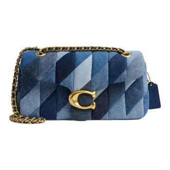 COACH Tabby Denim Shoulder Bag Medium Size Women's Brass & Denim Blue