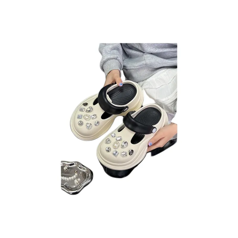 Yamada Hyakuju Women's Home Slippers White Pink, Blue White, Beige Black, Pink White-13