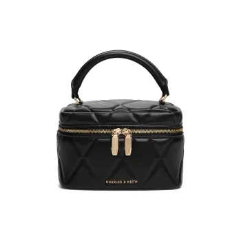 CHARLES&KEITH PU Jewelry Bag Crossbody Handbag Small Size Women's Butter Yellow/Black/Cream Milk White/Light Pink