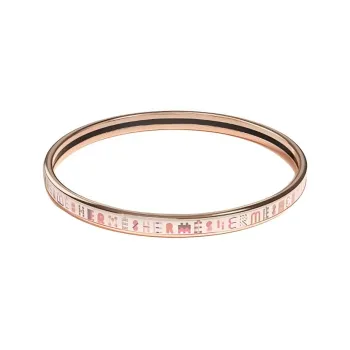 HERMES Enamel Metal Rose Gold Plated Bangles Women's Pink