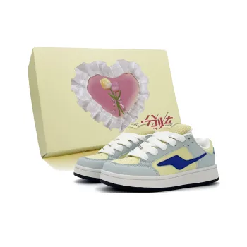 FULLXUAN Niche Anti Slip And Wear Resistant Low Top Skateboard Shoes Women's Yellow Blue Box Included