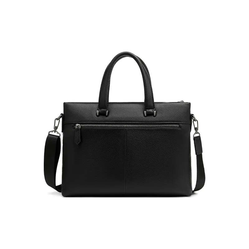 Old Man's Head Cow Leather Bonded Synthetic Leather Briefcases Regular Men's Black-3