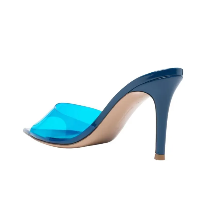 GIANVITO ROSSI Elle Slide Slippers Women's Blue-3