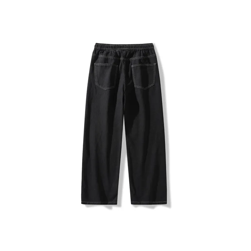 SIFLYTO Distressed Straight Fit Drawstring Jeans Unisex-11