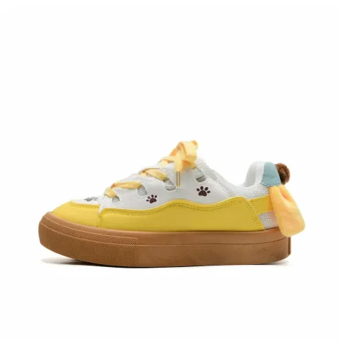 Yalu Coverage, Abrasion Resistant, Lightweight, And Breathable Low Top Skateboard Shoes Women's Cheese Yellow