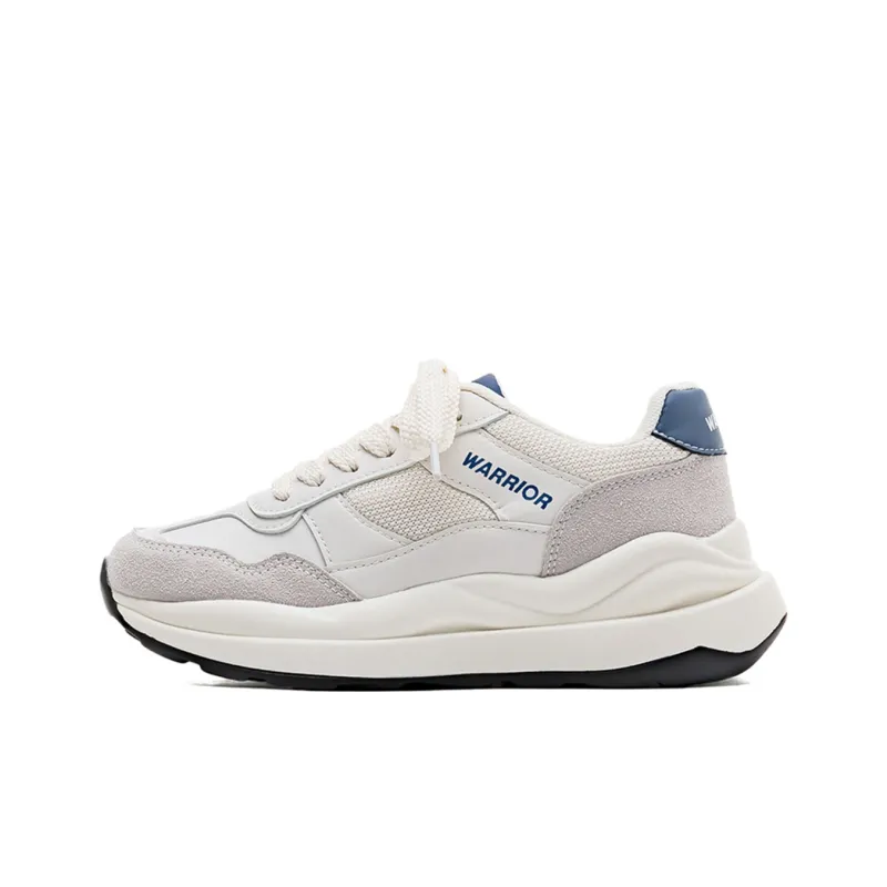 Warrior Cushioning Anti-Slip Wear-Resistant Breathable Height Increasing Low-Top Chunky Sneakers Unisex White Dark Blue-0