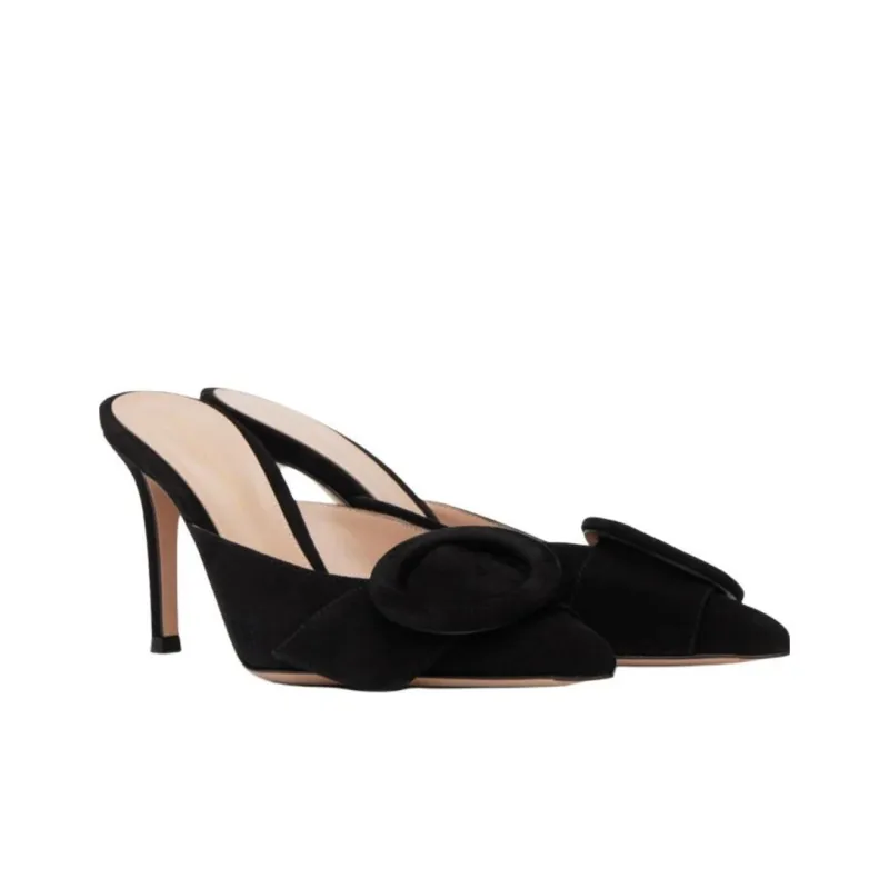 GIANVITO ROSSI Portofino Quiet Wrap toe Slippers Women's Black-3