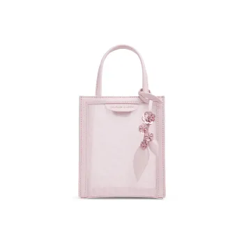 CHARLES&KEITH Fabric Handbag Shoulder Bag Small Size Women's Blossom Pink Light Pink/Jet Black