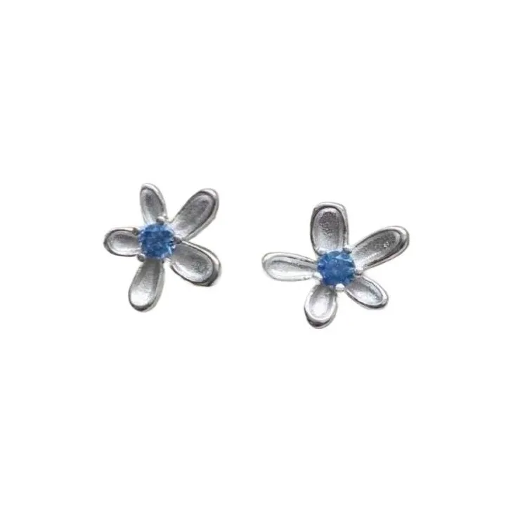 Happy Tide S999 Zircon Stud Earrings Women's-0
