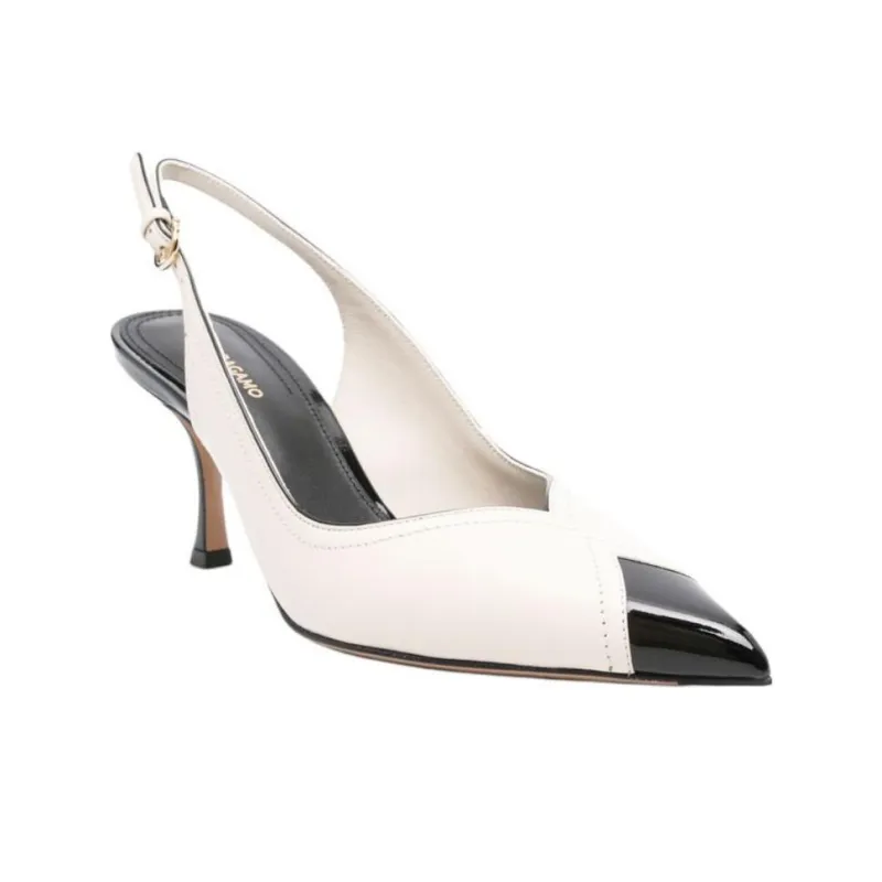 FERRAGAMO Slim Heel High Heels 7cm Women's White-2