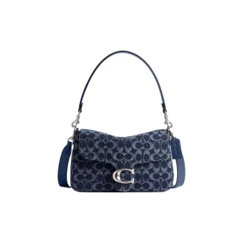 COACH Tabby Denim Shoulder Bag Medium Size Women's Dark Blue