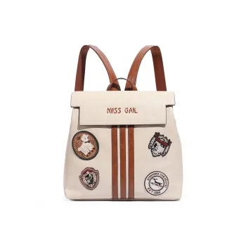 MISS GAIL PU Backpack Women's White & Brown