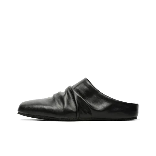 Romon Rubber Sole Slip Resistant Wrap toe Slippers Men's Black