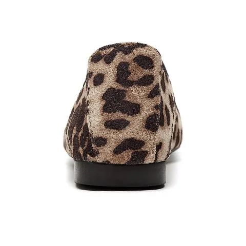 QUICHESHOES Casual Single Shoes Women's Apricot Leopard Print-1
