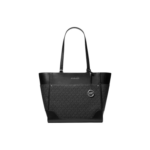 MICHAEL KORS Harrison Coated Canvas Tote Bag Shopping Bag Shoulder Bags Large Size Women's Black