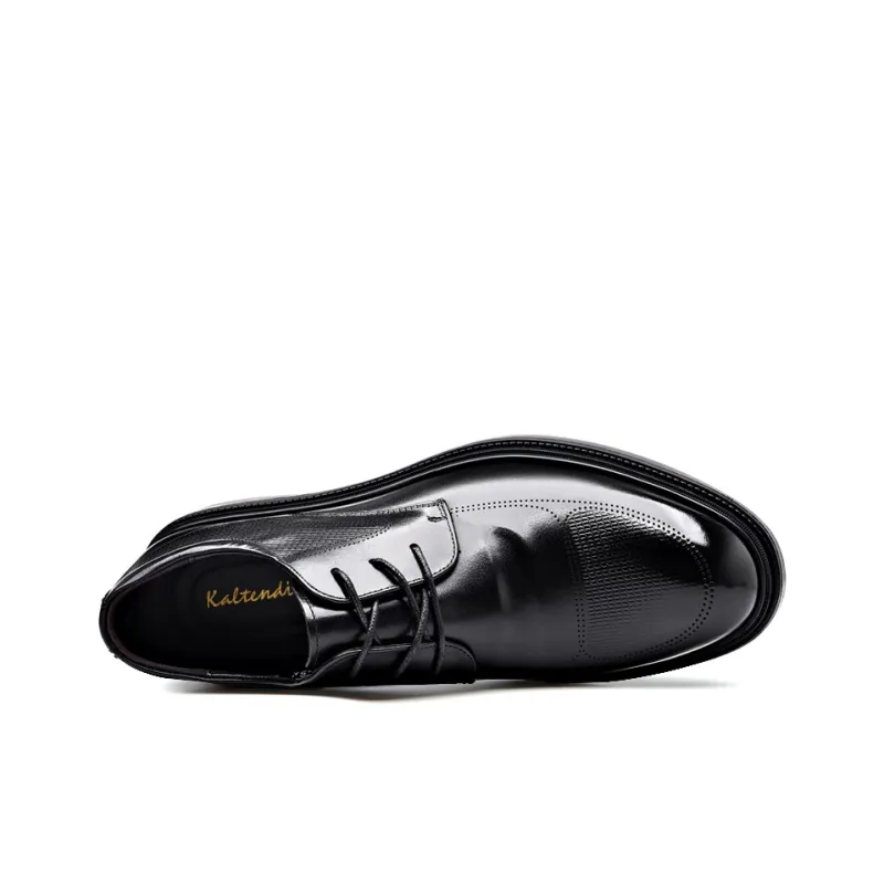Kaltendin Top Grain Cow Leather Comfortable Versatile Business Casual Dress Shoes Men's Black-3
