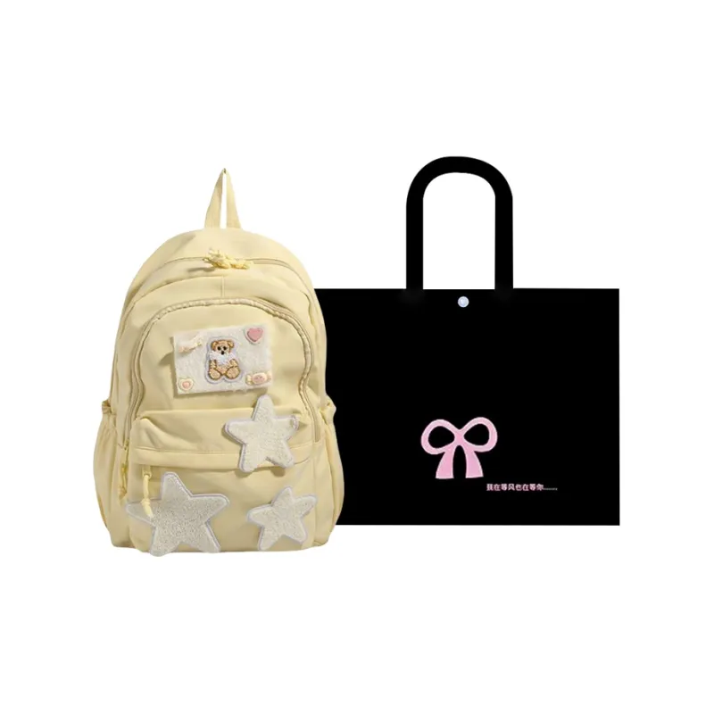 HACIN Composite Cloth Backpack Regular Women's Ecru/Black/Yellow-3