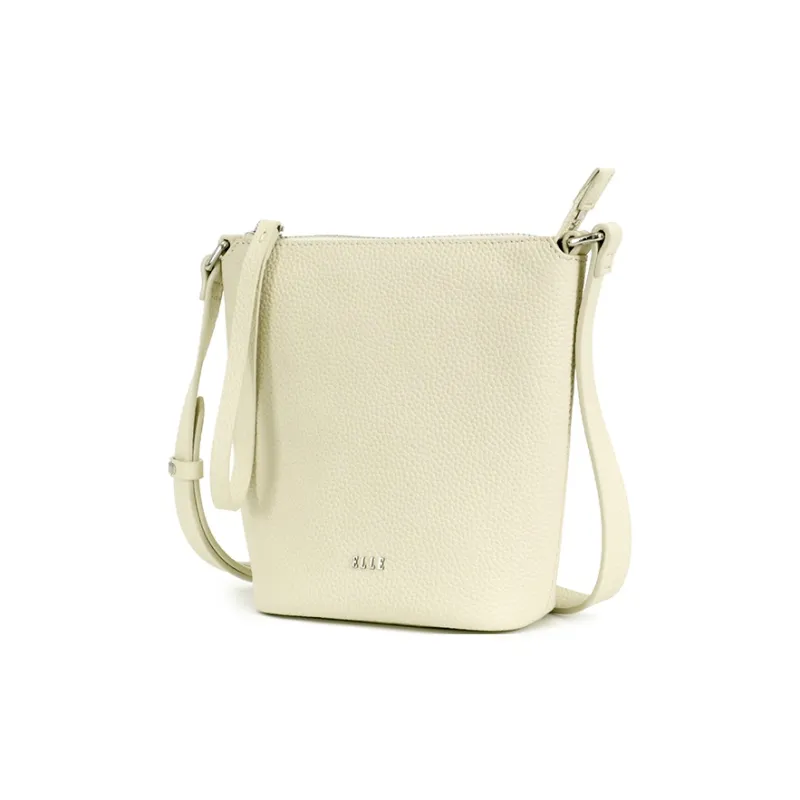 ELLE Top Grain Cow Leather Tote Crossbody Bag Regular Women's White/Pink-1