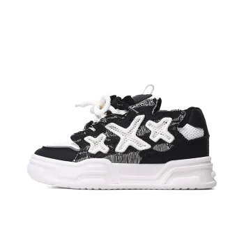 BANGNEY Wear Resistant Breathable Height Increasing Low Top Skateboard Shoes Unisex White Black